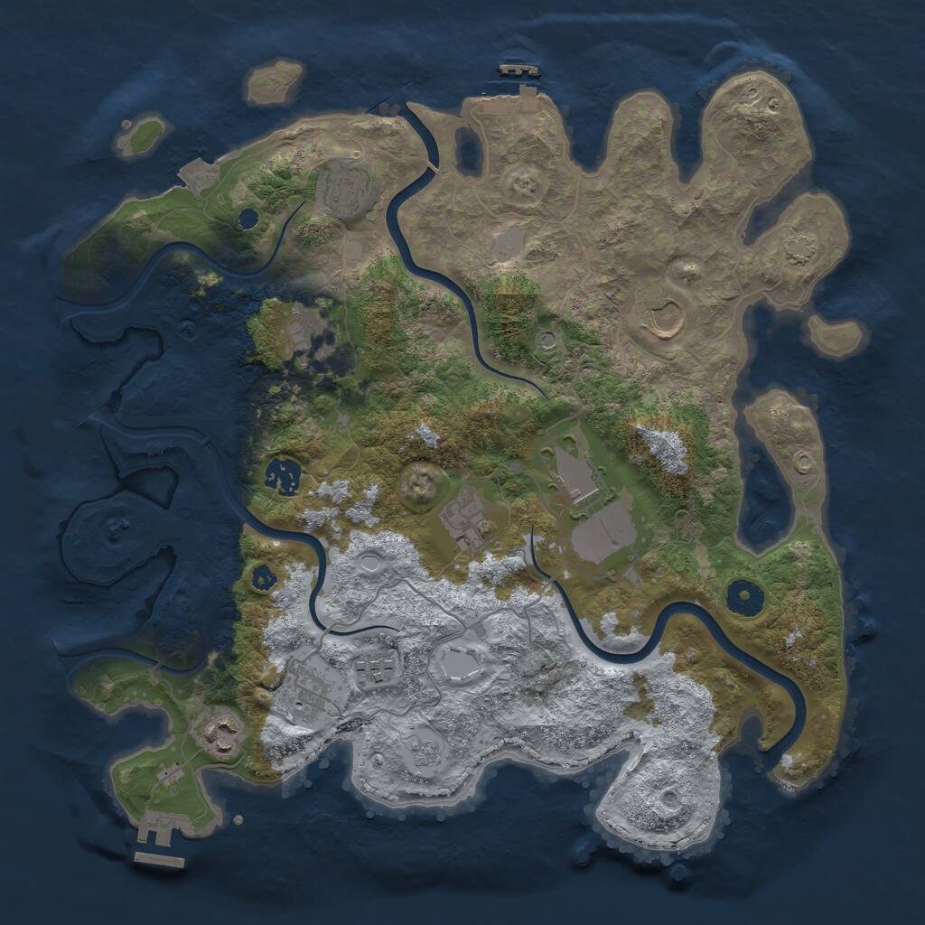 Rust Map: Procedural Map, Size: 3750, Seed: 1057376654, 15 Monuments