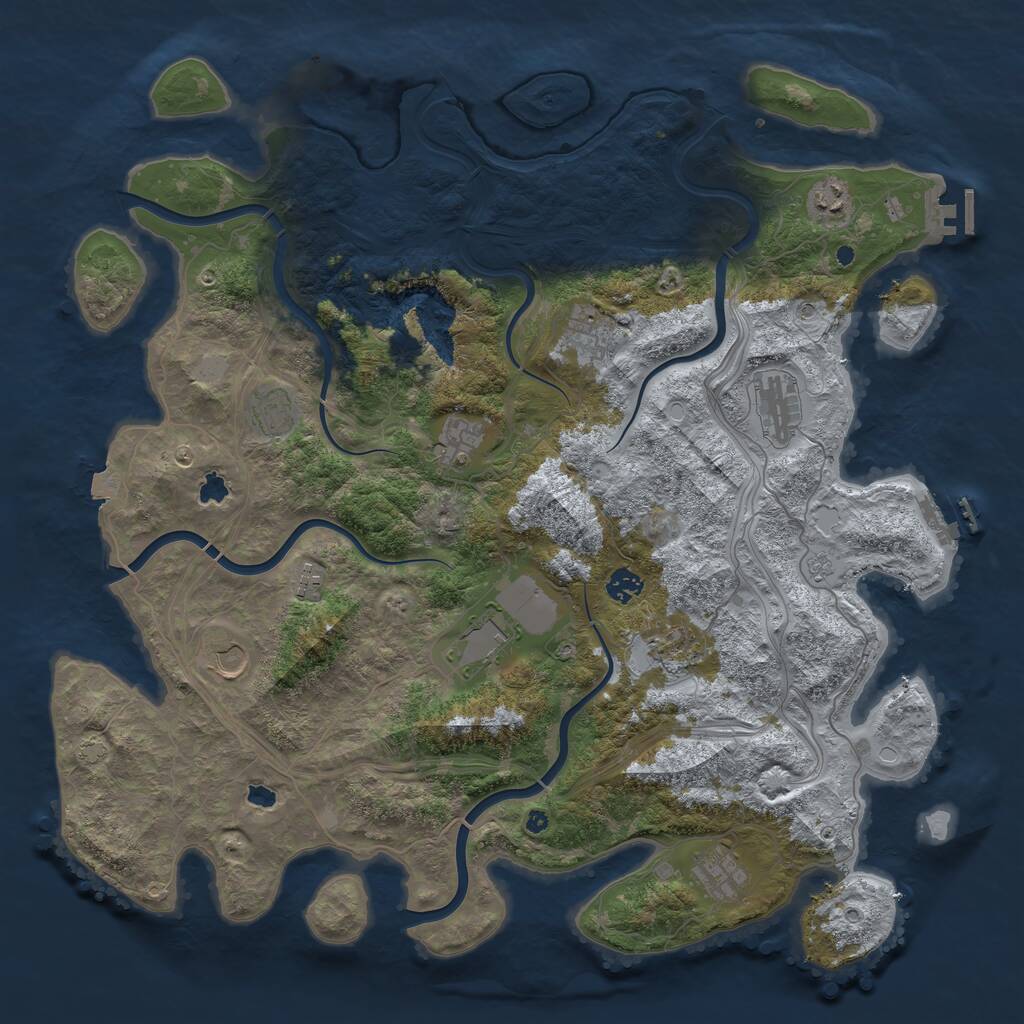 Rust Map: Procedural Map, Size: 4500, Seed: 941854772, 17 Monuments