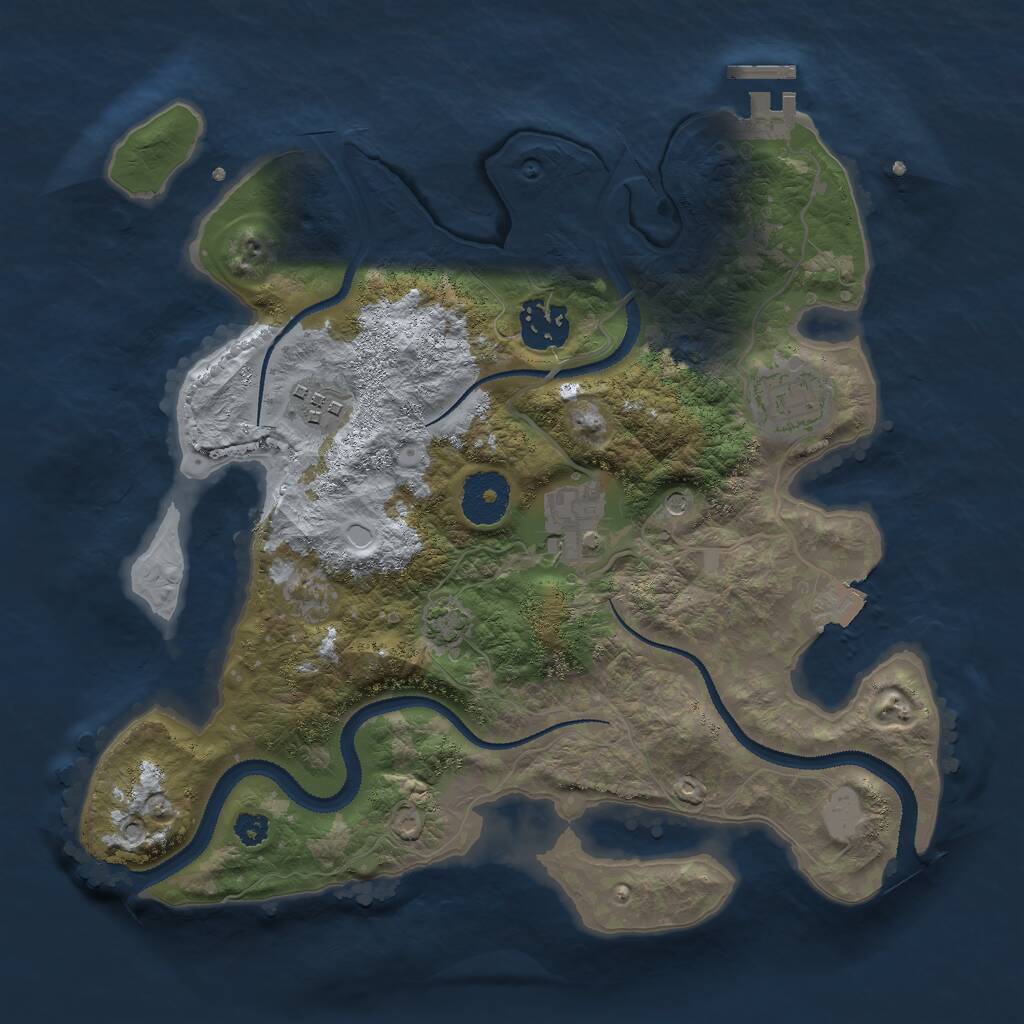 Rust Map: Procedural Map, Size: 3000, Seed: 53102810, 8 Monuments