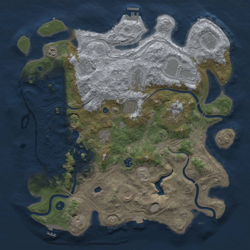 Rust Map: Procedural Map, Size: 4250, Seed: 45683190, 17 Monuments