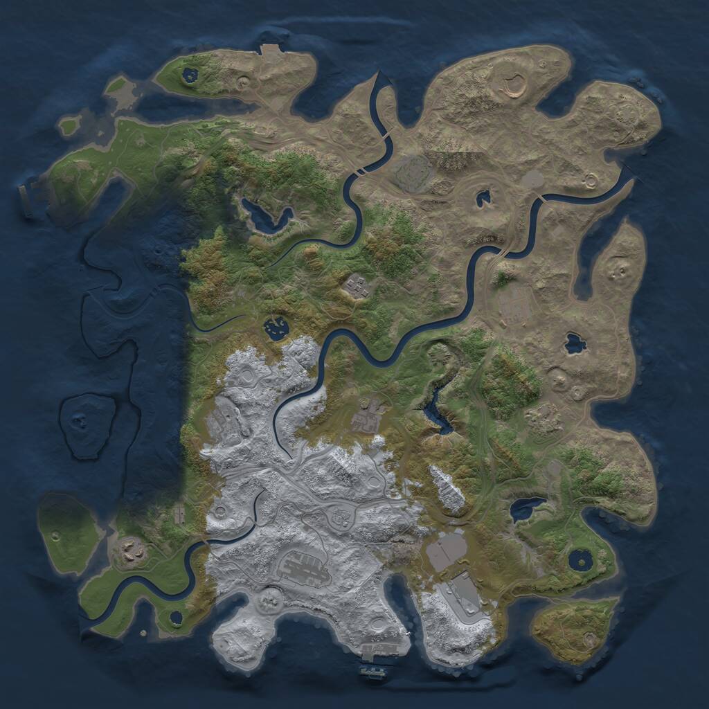 Rust Map: Procedural Map, Size: 4500, Seed: 2052005646, 17 Monuments