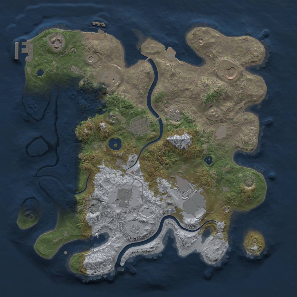 Rust Map: Procedural Map, Size: 3500, Seed: 34287, 13 Monuments
