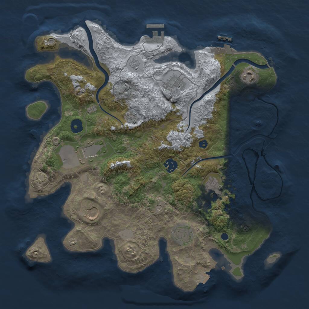 Rust Map: Procedural Map, Size: 3500, Seed: 1743890582, 14 Monuments