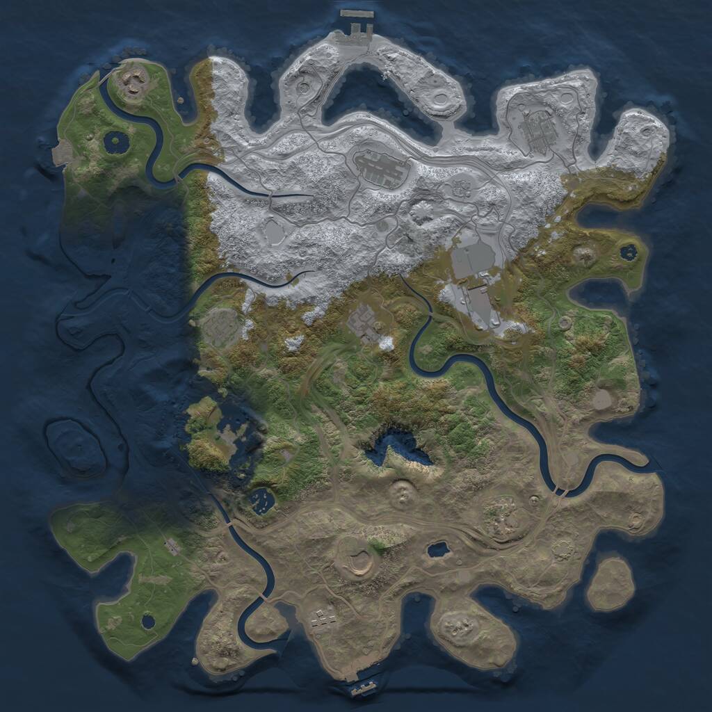 Rust Map: Procedural Map, Size: 4300, Seed: 529045968, 17 Monuments