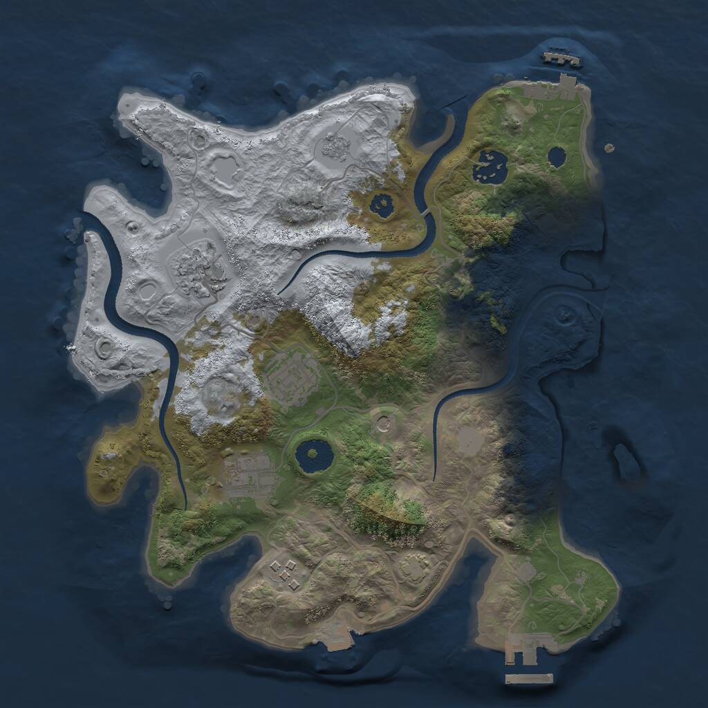 Rust Map: Procedural Map, Size: 3000, Seed: 1917135937, 11 Monuments