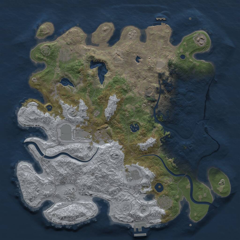 Rust Map: Procedural Map, Size: 4000, Seed: 45673, 16 Monuments