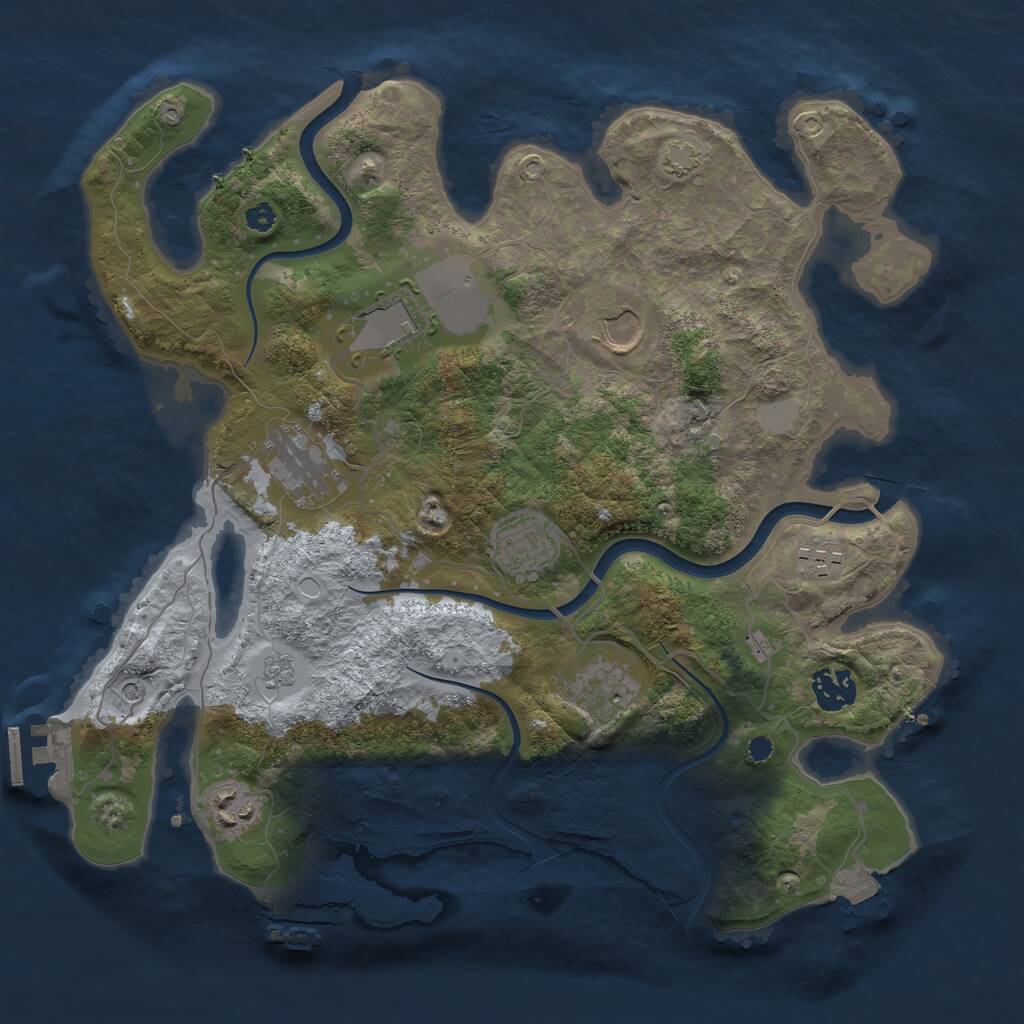 Rust Map: Procedural Map, Size: 3500, Seed: 1761470978, 14 Monuments