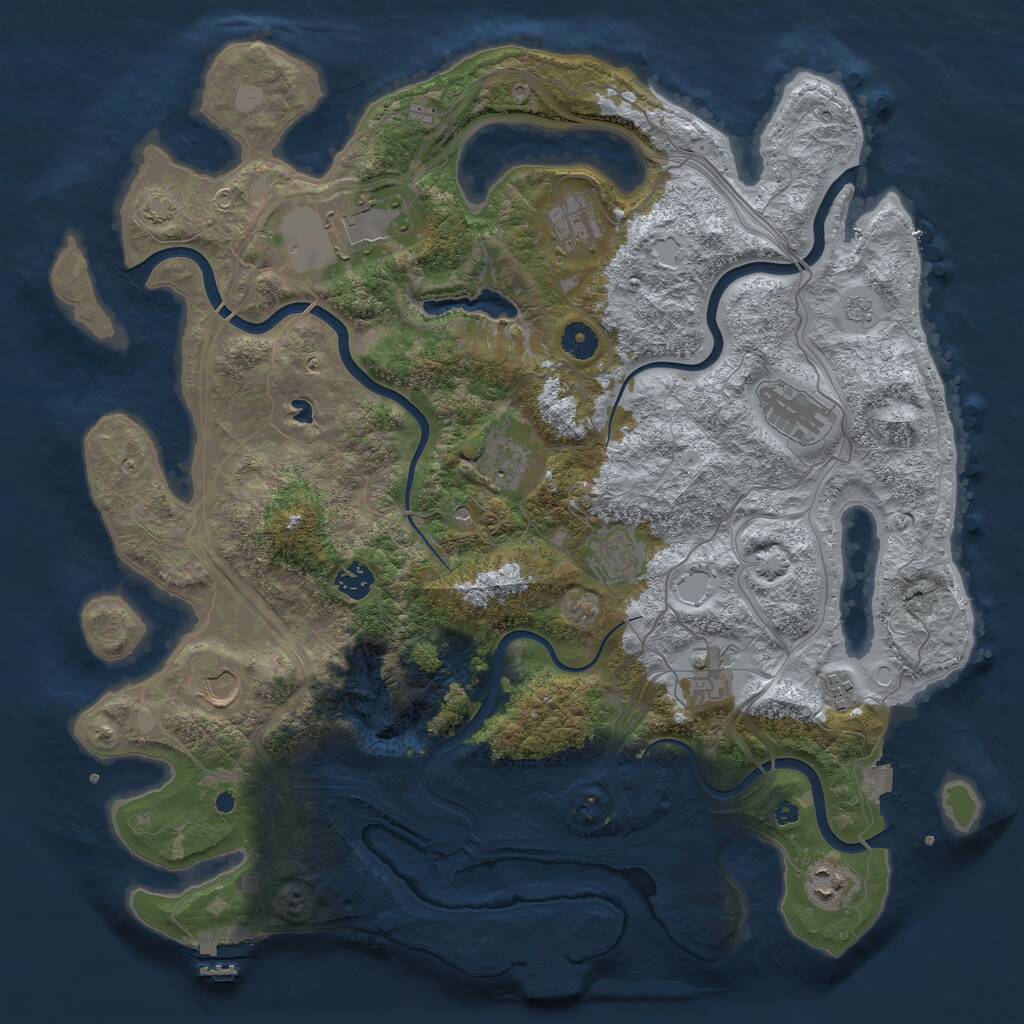 Rust Map: Procedural Map, Size: 4250, Seed: 91727856, 16 Monuments