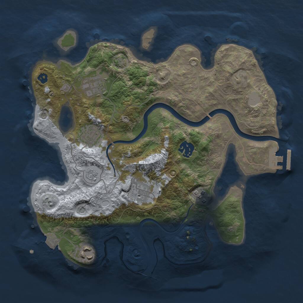 Rust Map: Procedural Map, Size: 3000, Seed: 1034092730, 11 Monuments