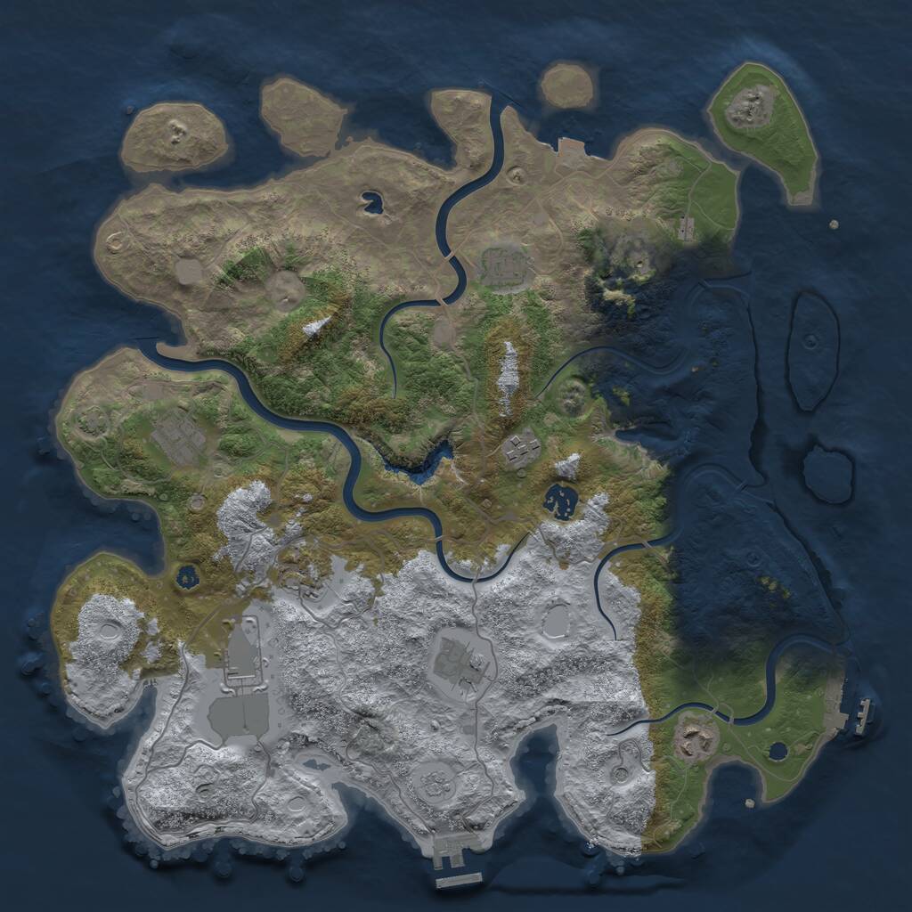 Rust Map: Procedural Map, Size: 4000, Seed: 1216442970, 15 Monuments
