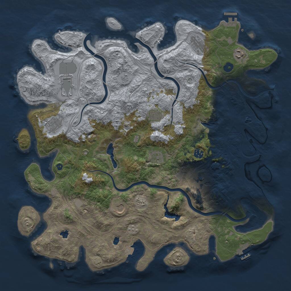 Rust Map: Procedural Map, Size: 4500, Seed: 1323670006, 16 Monuments