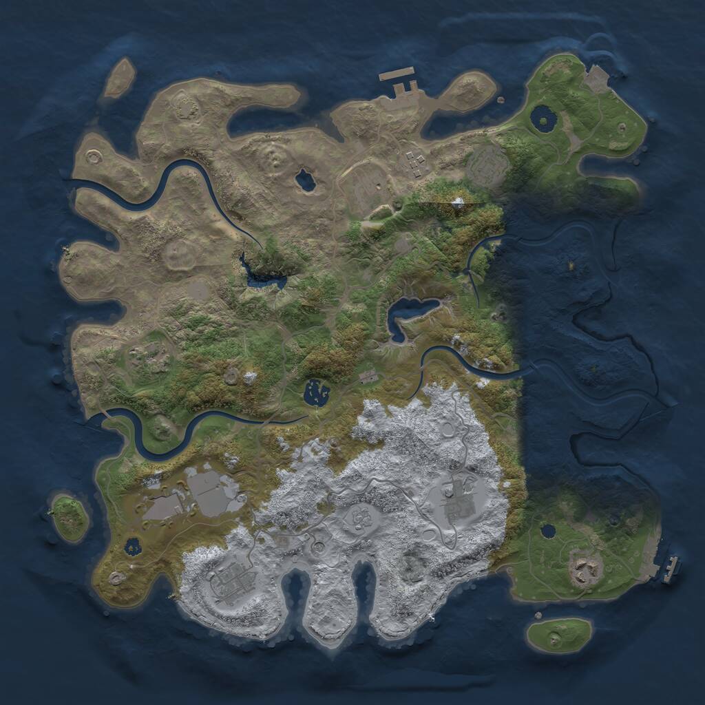 Rust Map: Procedural Map, Size: 4000, Seed: 958442, 15 Monuments
