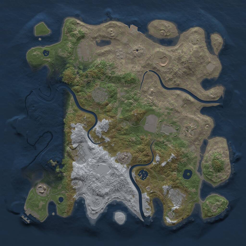 Rust Map: Procedural Map, Size: 3750, Seed: 1876396682, 16 Monuments