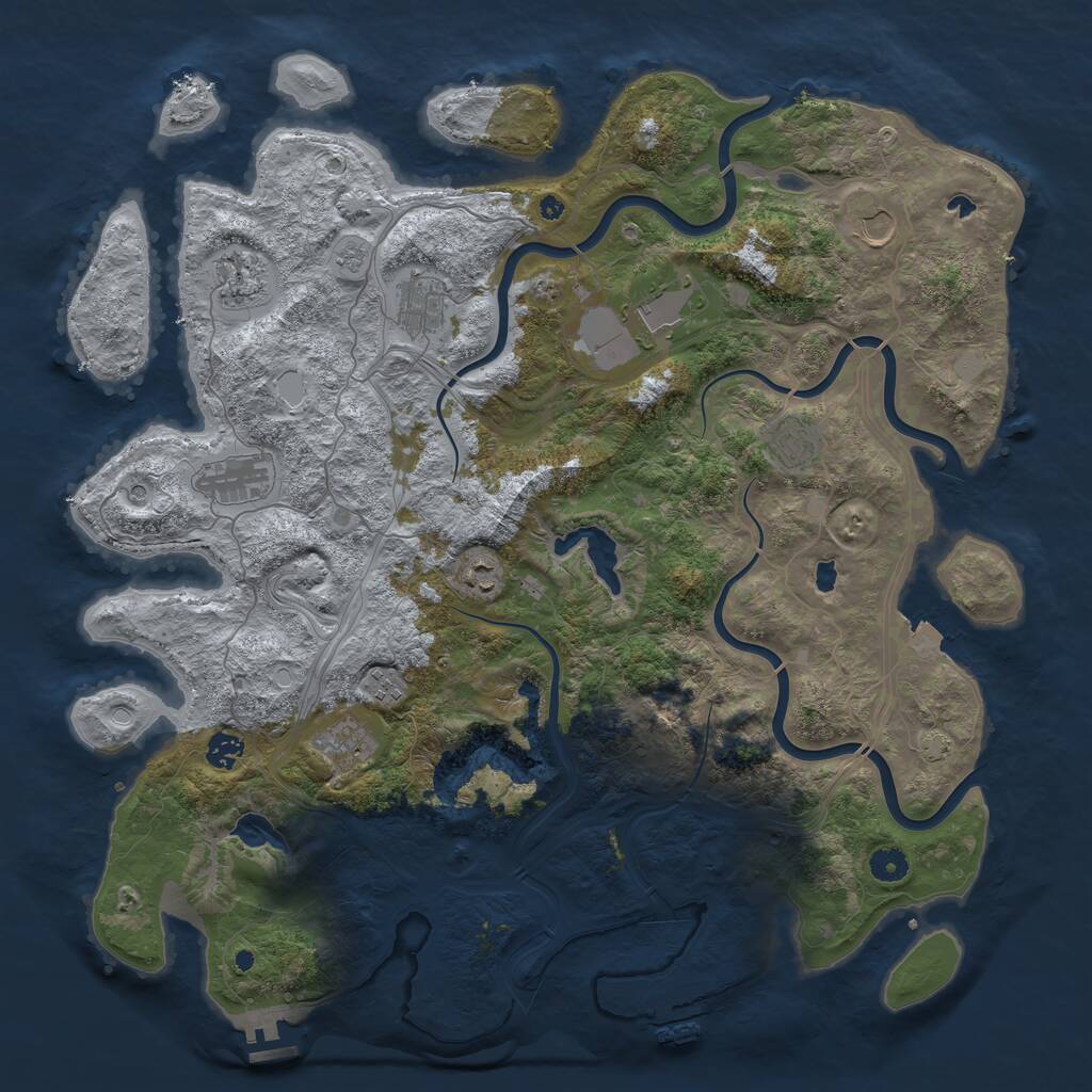 Rust Map: Procedural Map, Size: 4500, Seed: 827569067, 16 Monuments