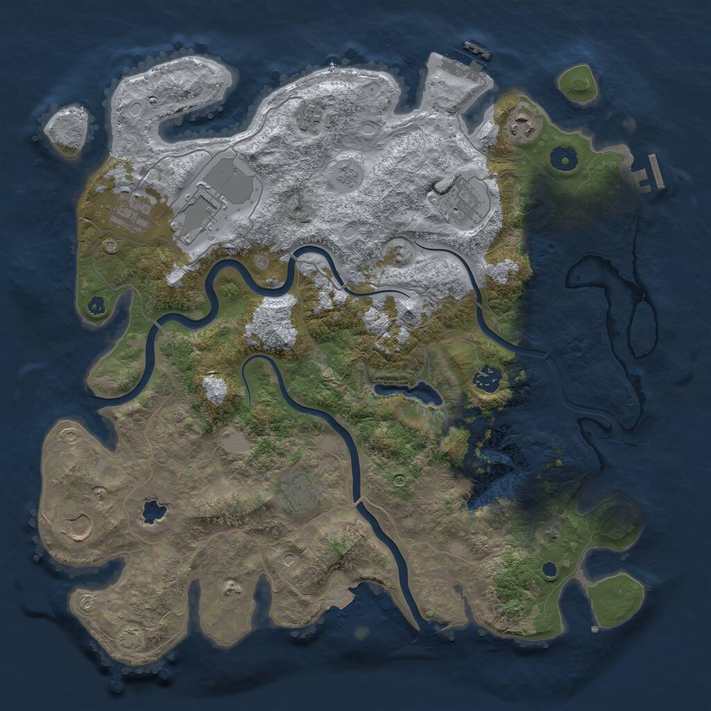 Rust Map: Procedural Map, Size: 4000, Seed: 689408456, 14 Monuments