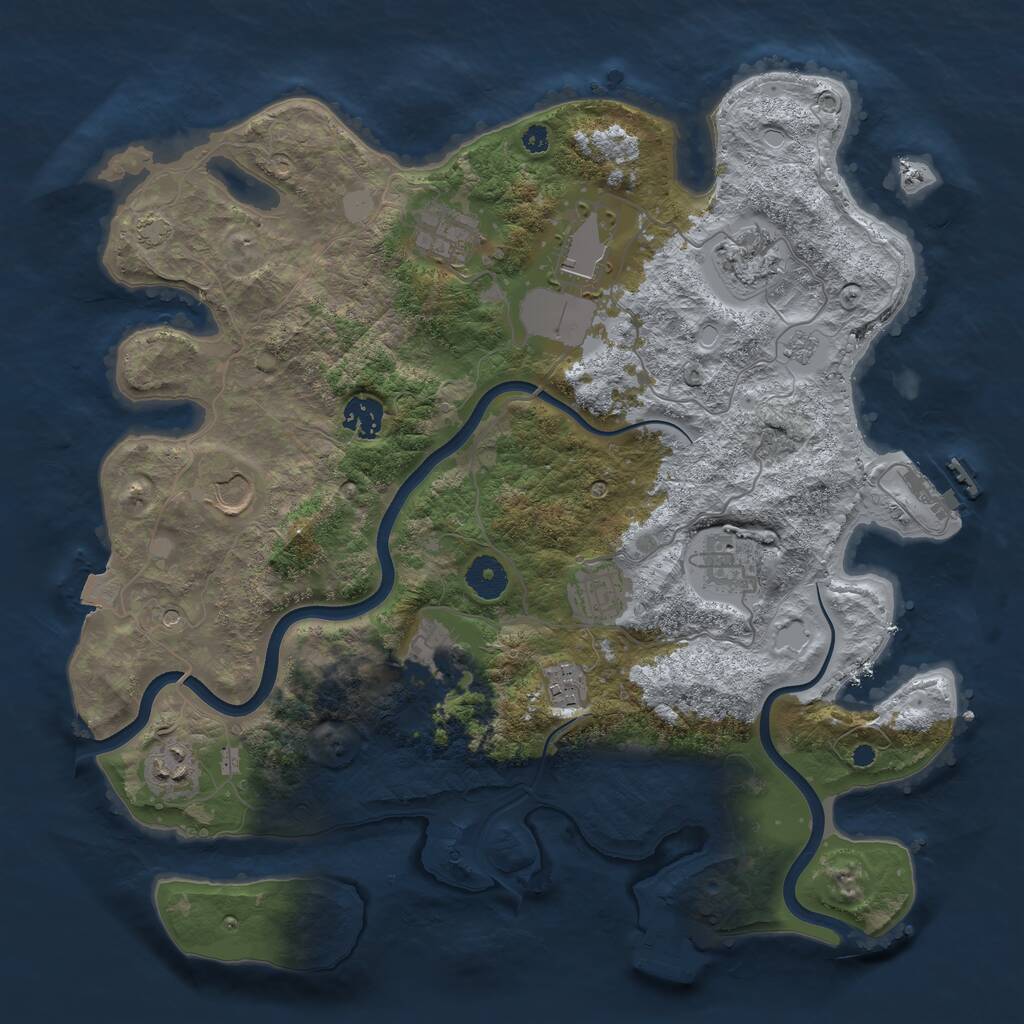 Rust Map: Procedural Map, Size: 3750, Seed: 257181672, 16 Monuments