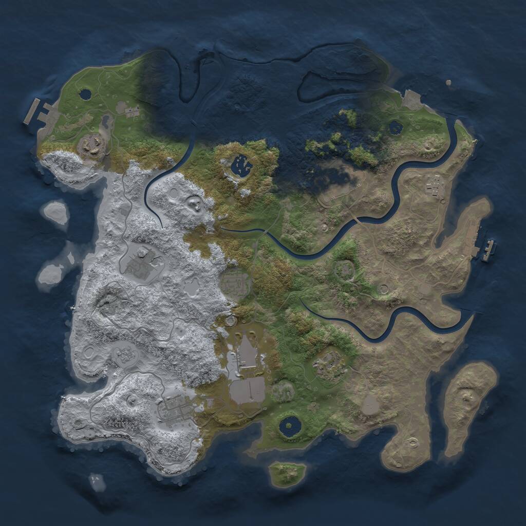Rust Map: Procedural Map, Size: 3800, Seed: 1760680804, 15 Monuments