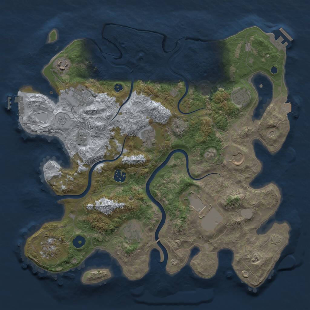 Rust Map: Procedural Map, Size: 3750, Seed: 14047, 16 Monuments