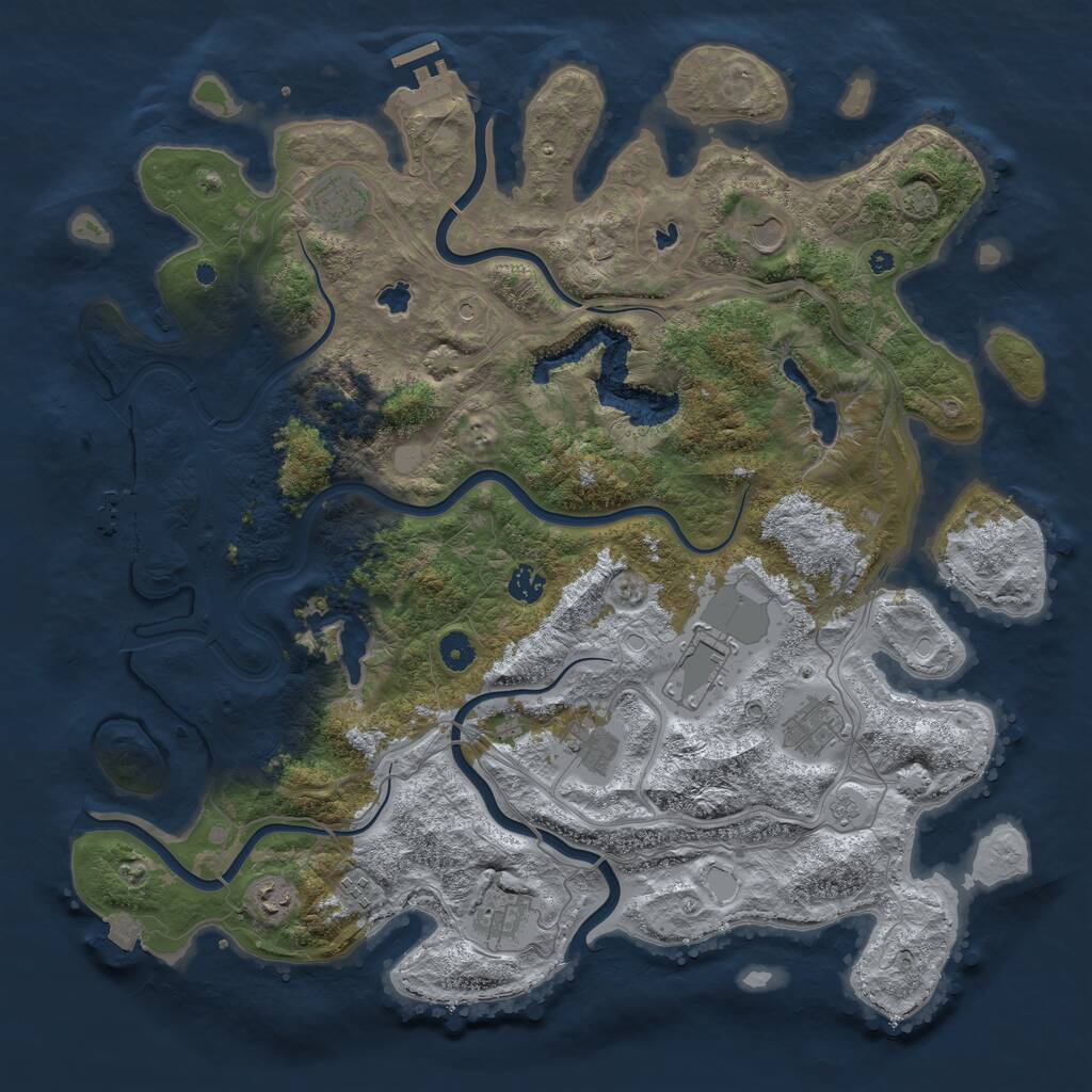 Rust Map: Procedural Map, Size: 4500, Seed: 719326714, 15 Monuments