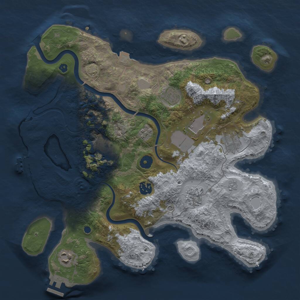 Rust Map: Procedural Map, Size: 3500, Seed: 3456572, 14 Monuments