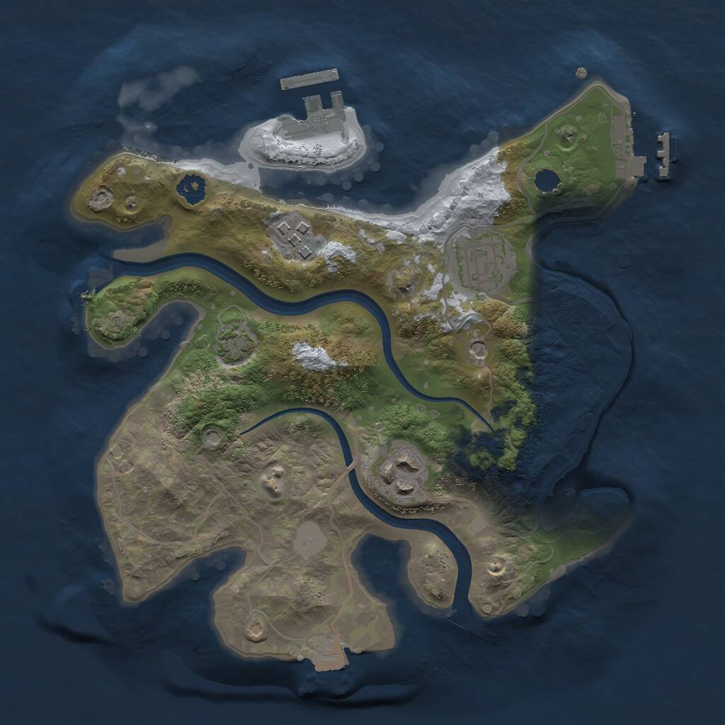 Rust Map: Procedural Map, Size: 2500, Seed: 1111831614, 8 Monuments