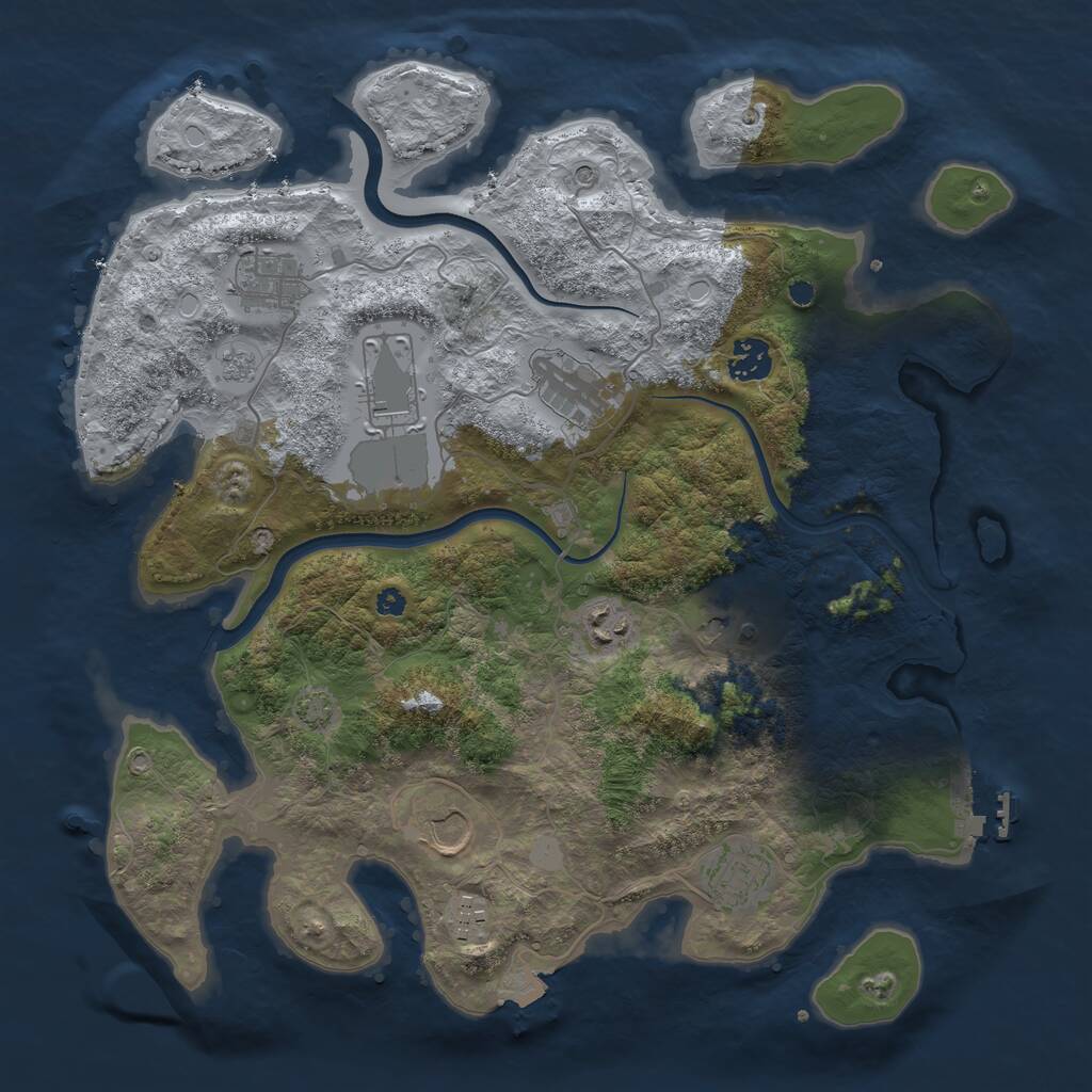 Rust Map: Procedural Map, Size: 3700, Seed: 449036, 14 Monuments