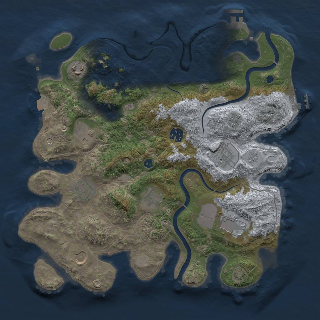 Rust Map: Procedural Map, Size: 3500, Seed: 1833427653, 15 Monuments