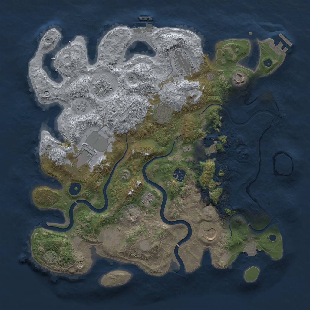 Rust Map: Procedural Map, Size: 3750, Seed: 780243, 16 Monuments