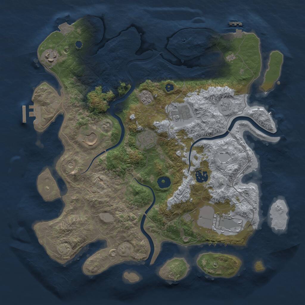 Rust Map: Procedural Map, Size: 3600, Seed: 753, 13 Monuments