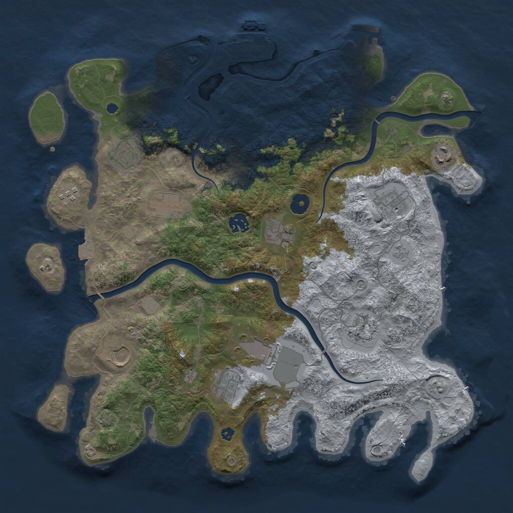 Rust Map: Procedural Map, Size: 3900, Seed: 1080288, 17 Monuments