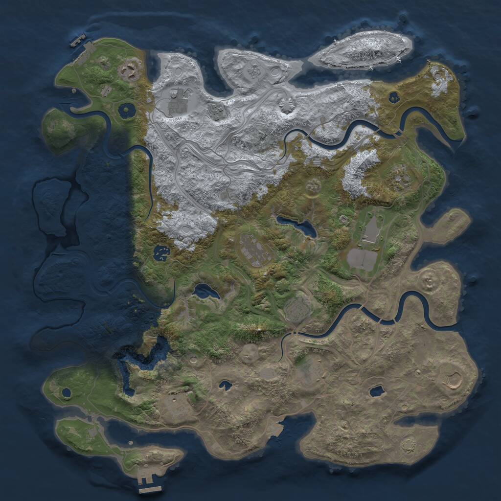 Rust Map: Procedural Map, Size: 4500, Seed: 490385514, 17 Monuments