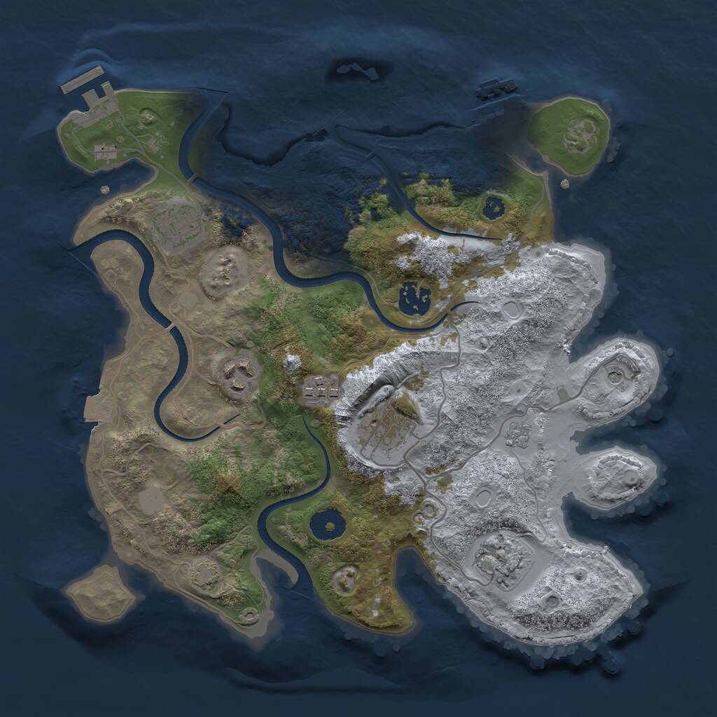 Rust Map: Procedural Map, Size: 3200, Seed: 38281405, 12 Monuments