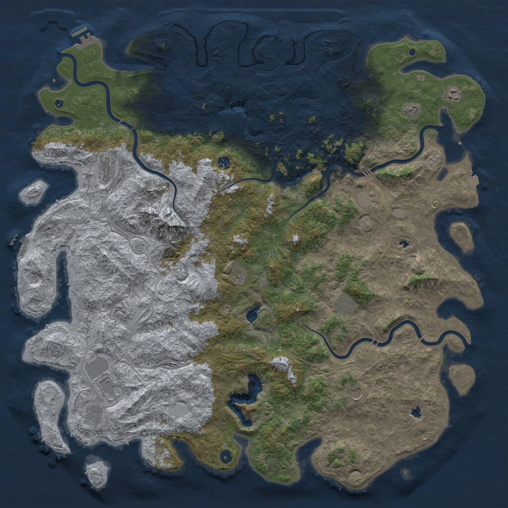 Rust Map: Procedural Map, Size: 6000, Seed: 1234458, 17 Monuments