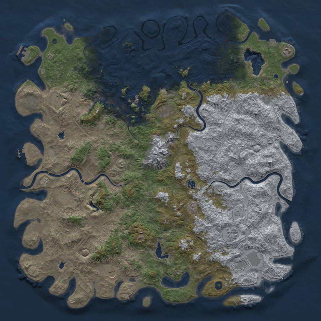 Rust Map: Procedural Map, Size: 6000, Seed: 892403342, 17 Monuments