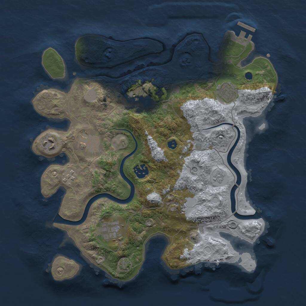 Rust Map: Procedural Map, Size: 3250, Seed: 833432759, 13 Monuments