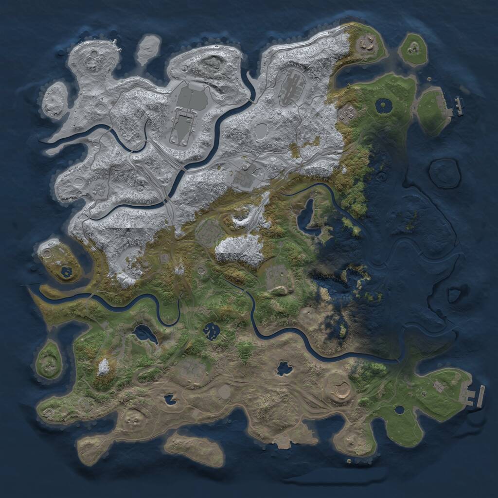 Rust Map: Procedural Map, Size: 4500, Seed: 632303220, 17 Monuments