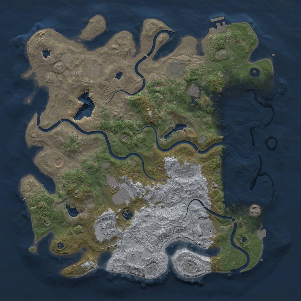 Rust Map: Procedural Map, Size: 4500, Seed: 20490857, 17 Monuments