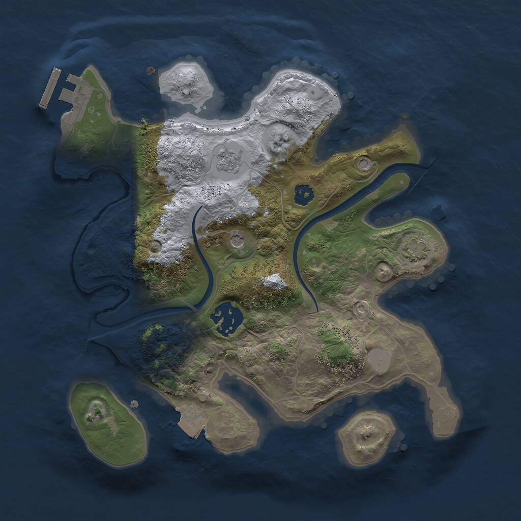 Rust Map: Procedural Map, Size: 2500, Seed: 619995482, 6 Monuments