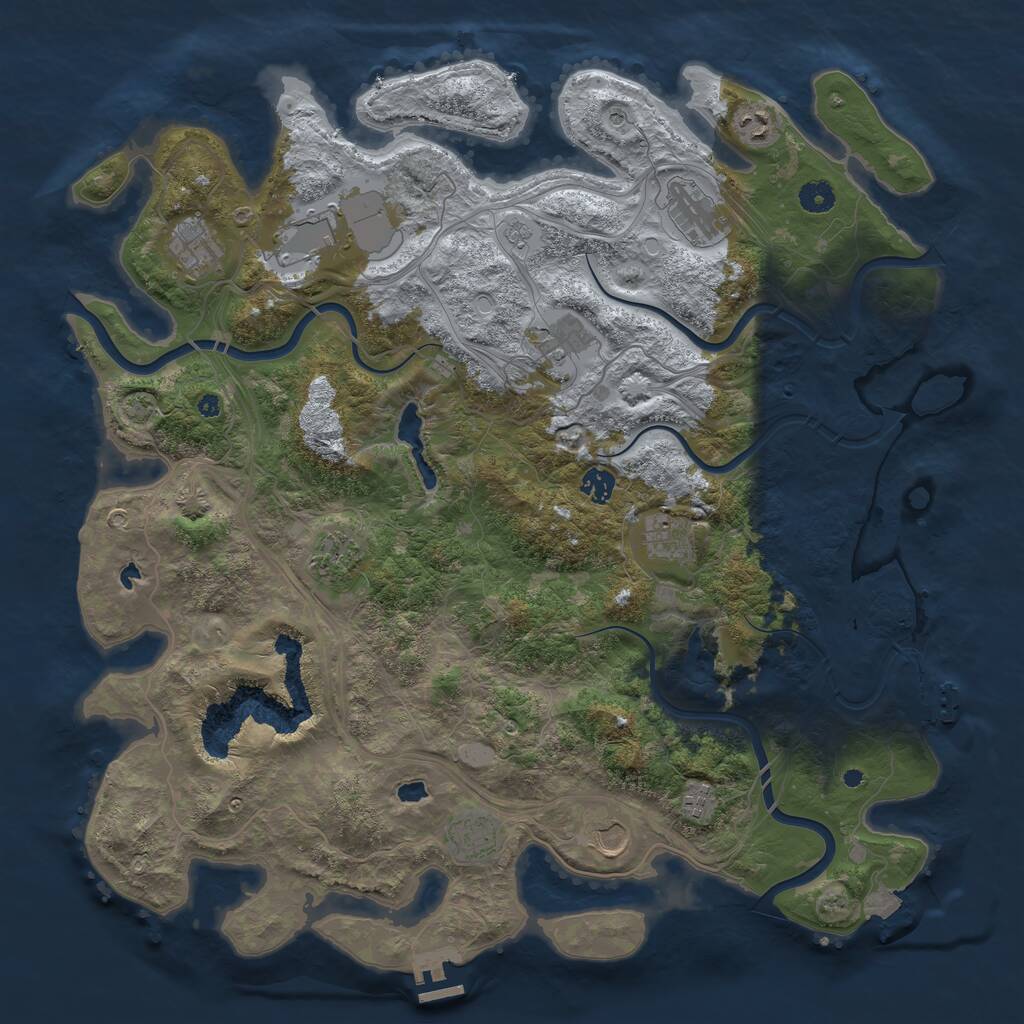 Rust Map: Procedural Map, Size: 4500, Seed: 117511, 17 Monuments