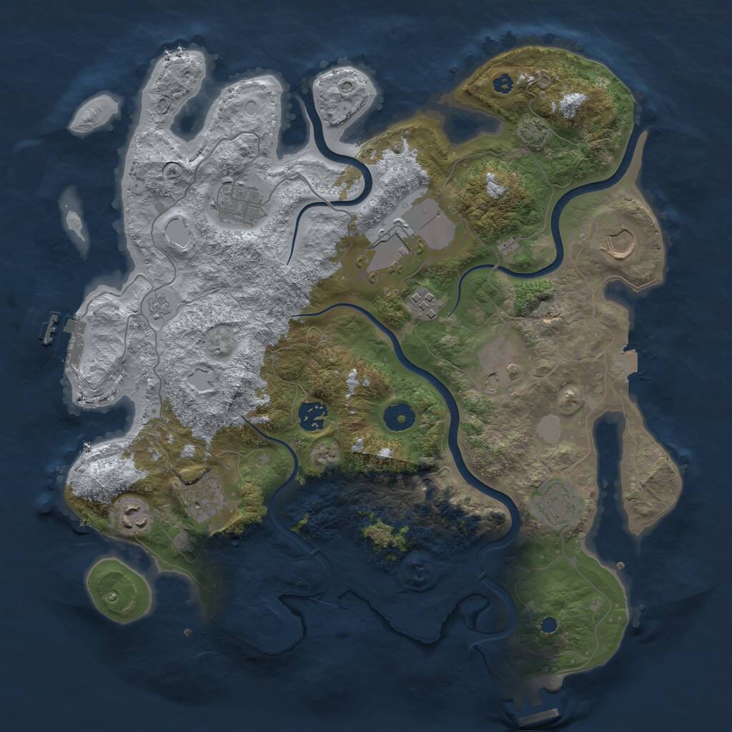 Rust Map: Procedural Map, Size: 3700, Seed: 36132513, 15 Monuments