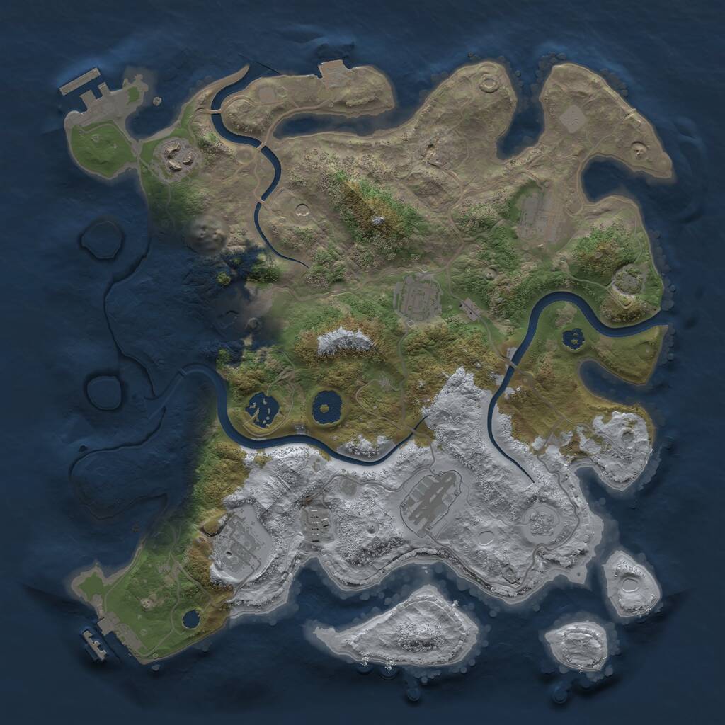 Rust Map: Procedural Map, Size: 3400, Seed: 32124723, 14 Monuments