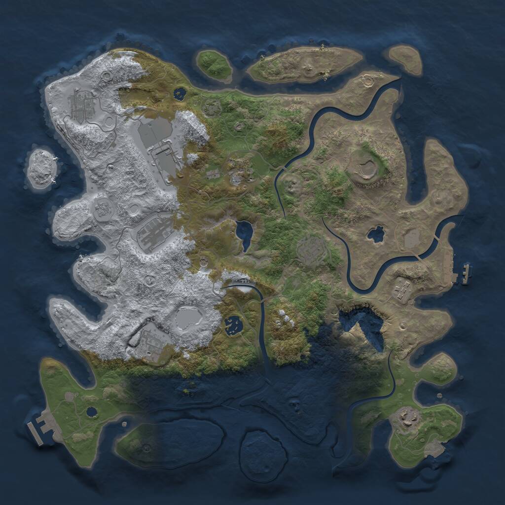 Rust Map: Procedural Map, Size: 4000, Seed: 1032728877, 16 Monuments