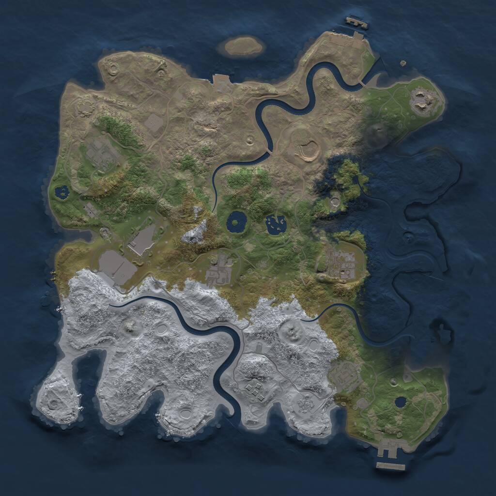 Rust Map: Procedural Map, Size: 3500, Seed: 700346295, 15 Monuments