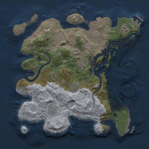 Thumbnail Rust Map: Procedural Map, Size: 3400, Seed: 2984039, 13 Monuments