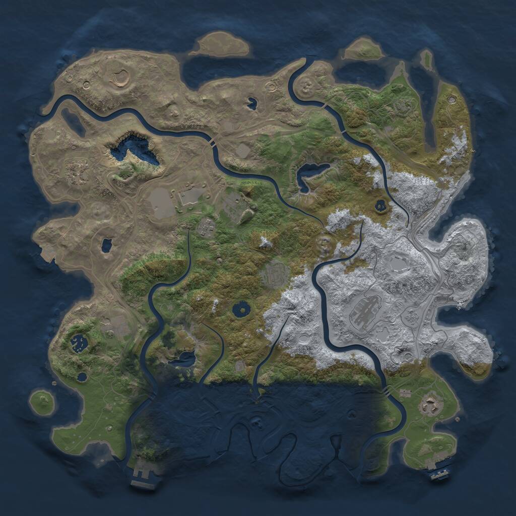 Rust Map: Procedural Map, Size: 4500, Seed: 994588778, 16 Monuments