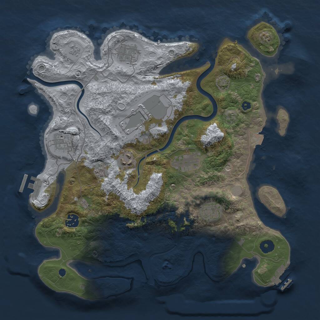 Rust Map: Procedural Map, Size: 3500, Seed: 83562746, 14 Monuments