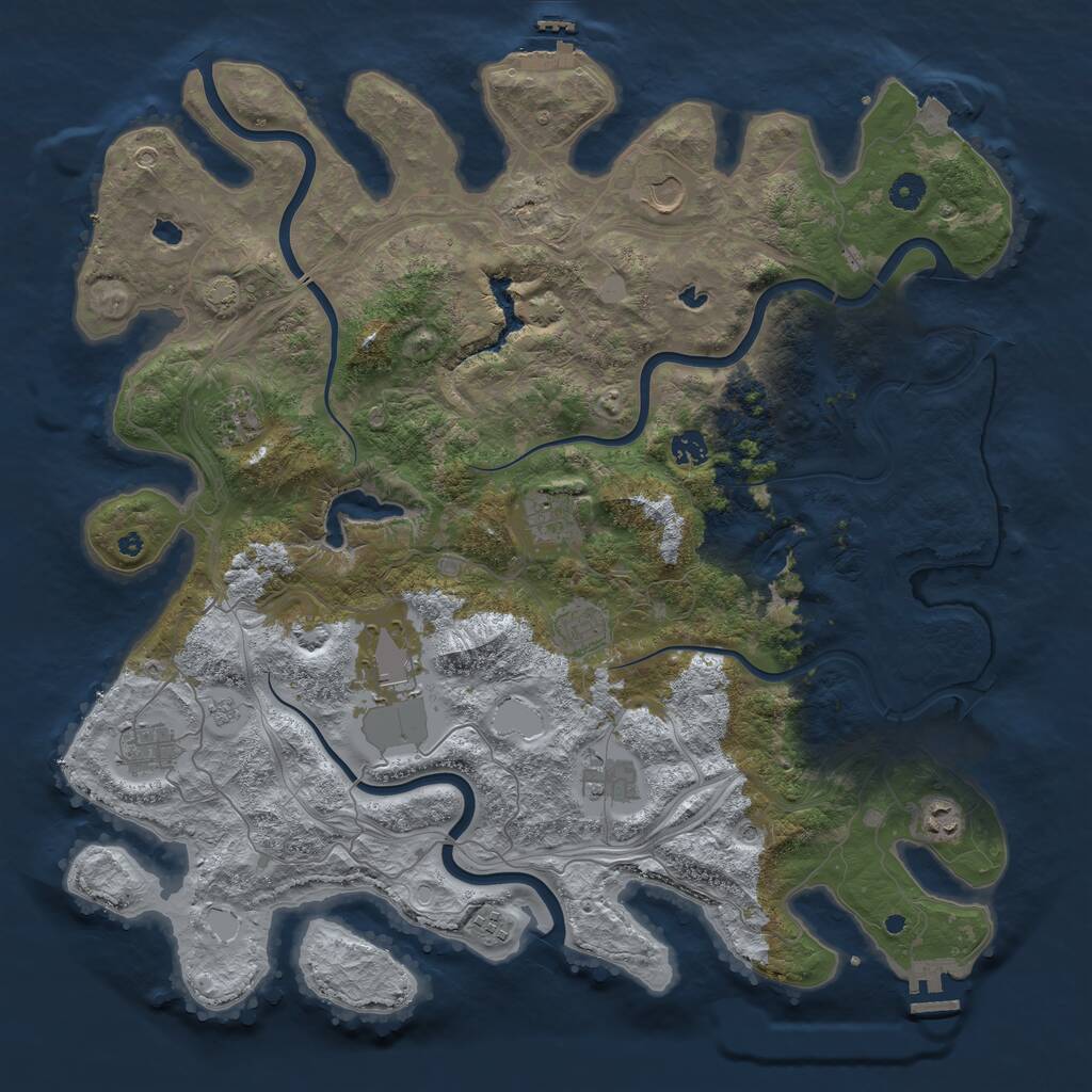 Rust Map: Procedural Map, Size: 4500, Seed: 512345, 16 Monuments