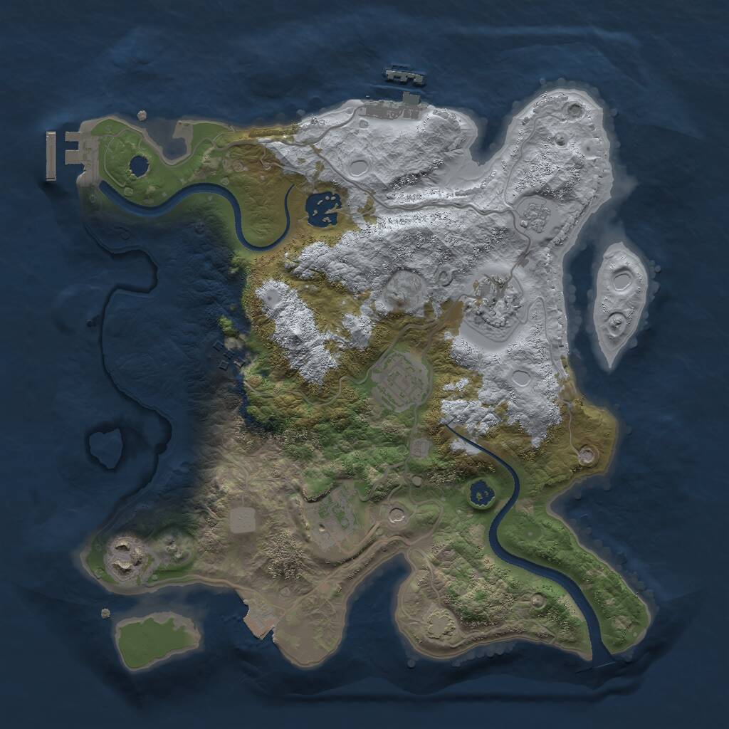 Rust Map: Procedural Map, Size: 3000, Seed: 26881, 12 Monuments
