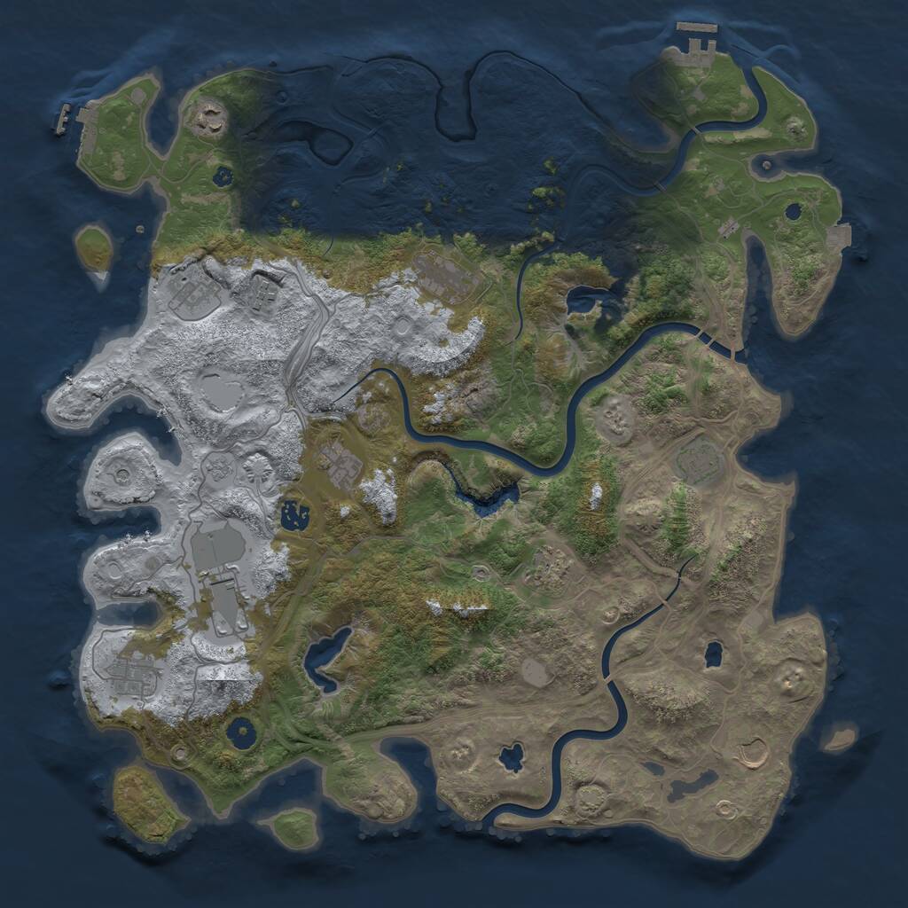 Rust Map: Procedural Map, Size: 4500, Seed: 458977761, 17 Monuments