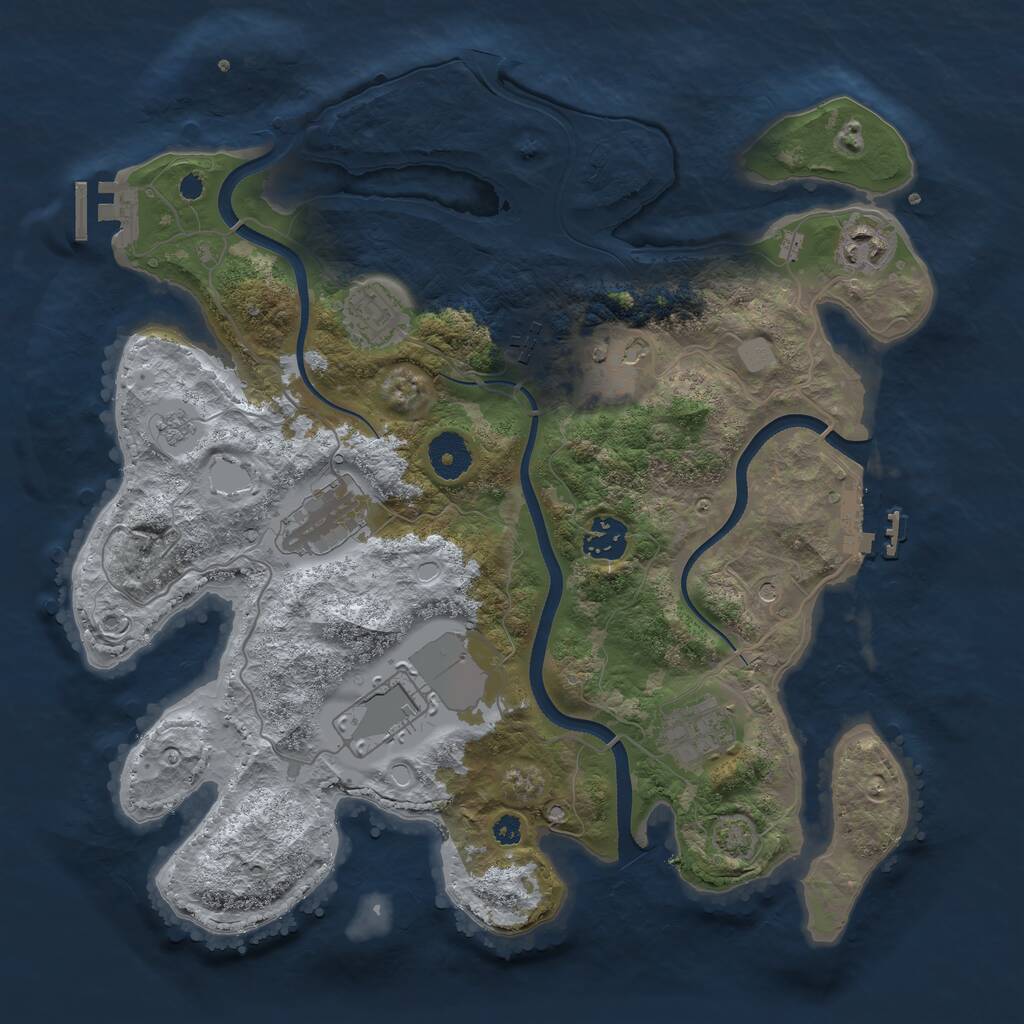 Rust Map: Procedural Map, Size: 3500, Seed: 992157970, 14 Monuments
